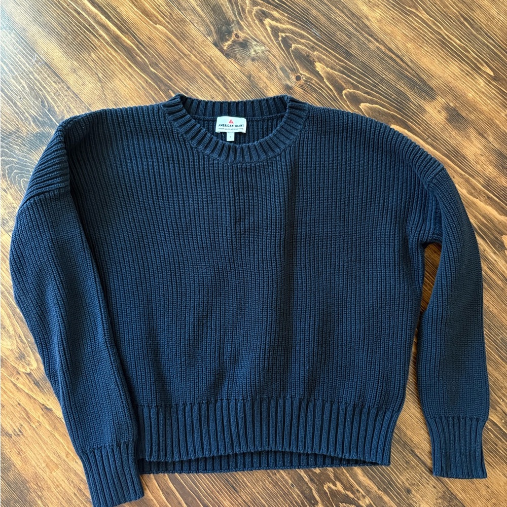 American Giant Dark Navy Ribbed Crewneck Sweater - Men
